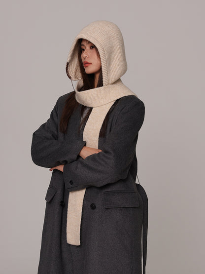 Autumn and winter new high-grade balaclava cap women's outer tie thick knitted warm earmuffs wool hat