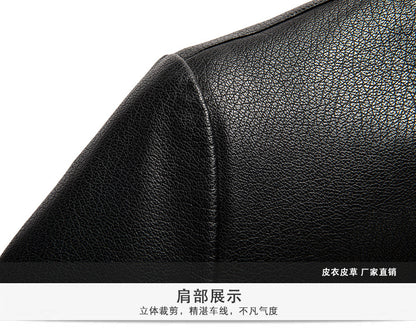 Innoobani | Popular Men's Stand Collar Ecological Leather Jacket High Quality Leather Jacket Men's Jacket | Thin and Thick Optional 2336
