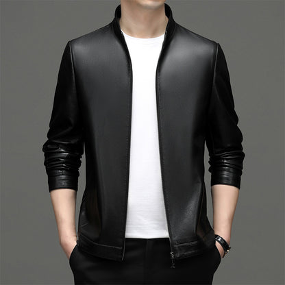 Innoobani | Popular Men's Stand Collar Ecological Leather Jacket High Quality Leather Jacket Men's Jacket | Thin and Thick Optional 2336