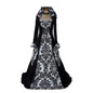 Special Big Sale - Retro Medieval Printed Long Dress Victorian Hooded Dress Stage Performance Costume