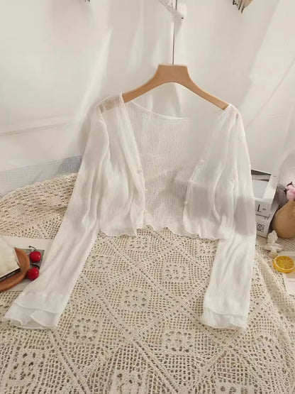 Mint Mambo Sunscreen Cardigan Women's Thin Small Shawl Summer Sling Skirt Outer Blouse Tulle Top