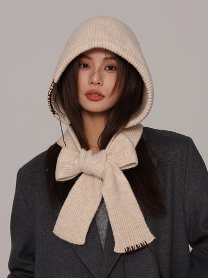 Autumn and winter new high-grade balaclava cap women's outer tie thick knitted warm earmuffs wool hat