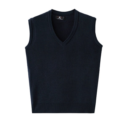 V-Neck New Middle-Aged Wool Vest Gentleman Men's Pullover Knitted Vest Business Knitted Knitwear Sleeveless Men
