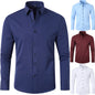 Cross-Border Four-Way Stretch Shirt Men's Shirt Wrinkle-Free and Anti-Wrinkle Amazon Export Thin Cardigan Long-Sleeved Shirt for Men