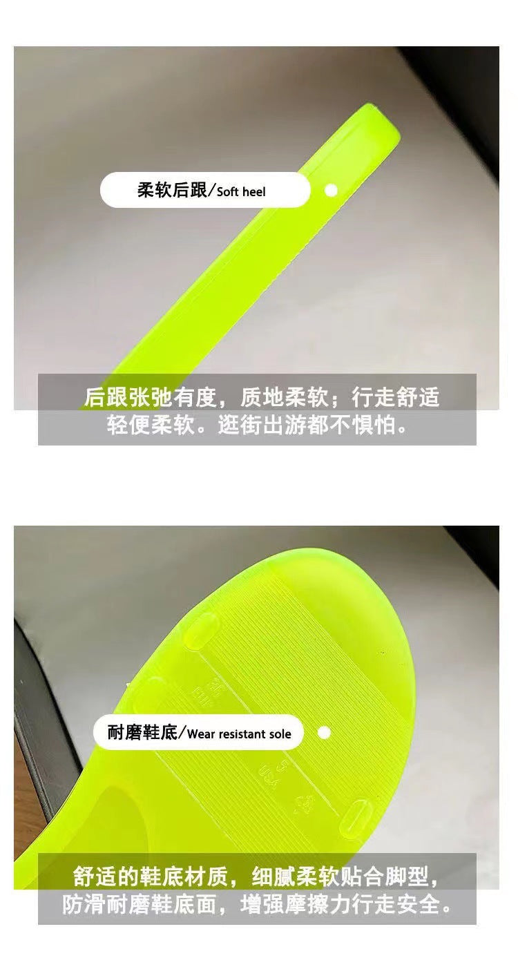 Summer New Crystal Slippers for Women, Large Size, Fashionable Jelly Outer Wear, Casual Home Couple, Deodorant Flip Flops, Cross-Border