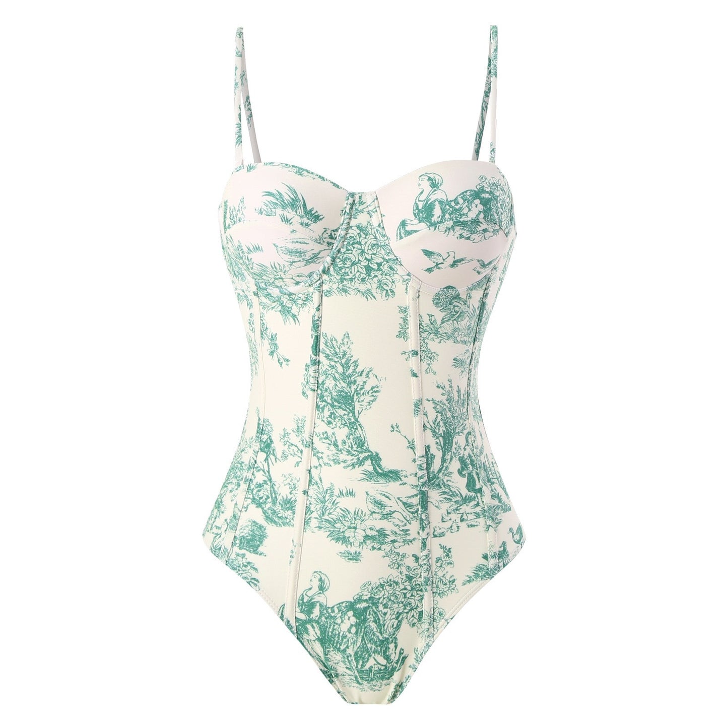 2025 European and American New Style One-Piece Swimsuit for Women, Slim-Fitting, Retro Tie-Up, Sun-Protective Long Skirt Two-Piece Set, Hard-Packed Swimsuit