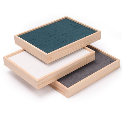 Simple solid wood small size hundred ring plate ring pair ring diamond ring silver ring ear studs storage display tray 48-bit plate
