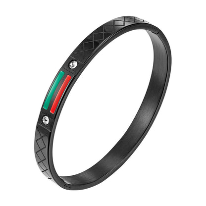 Cross-border stainless steel men's bracelet with red and green tape ring steel gold and black three color jewelry in stock wholesale