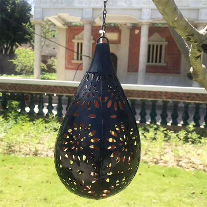 Cross-Border Iron Solar Light Pendant Drop-Shaped Garden Light Outdoor Light Garden Decorative Light Led Manufacturer Supply