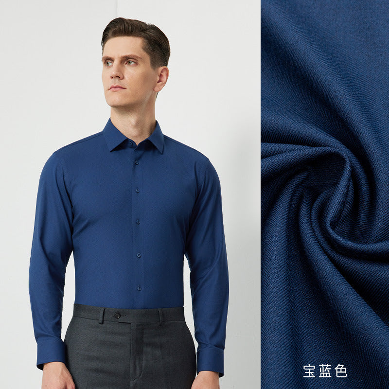 Men's Long-Sleeved Shirt Made of Sheep Wool, Machine Washable, Autumn and Winter 2025, Modal Thickened, Business High-End Casual Shirt