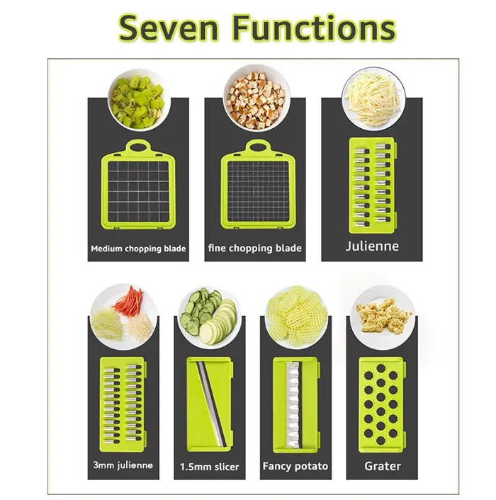 Multifunctional Vegetable Chopper & Grater – Manual Fruit, Potato, Cheese & Onion Slicer
