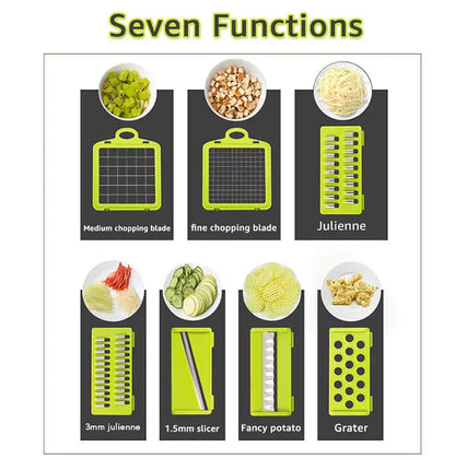 Multifunctional Vegetable Chopper & Grater – Manual Fruit, Potato, Cheese & Onion Slicer