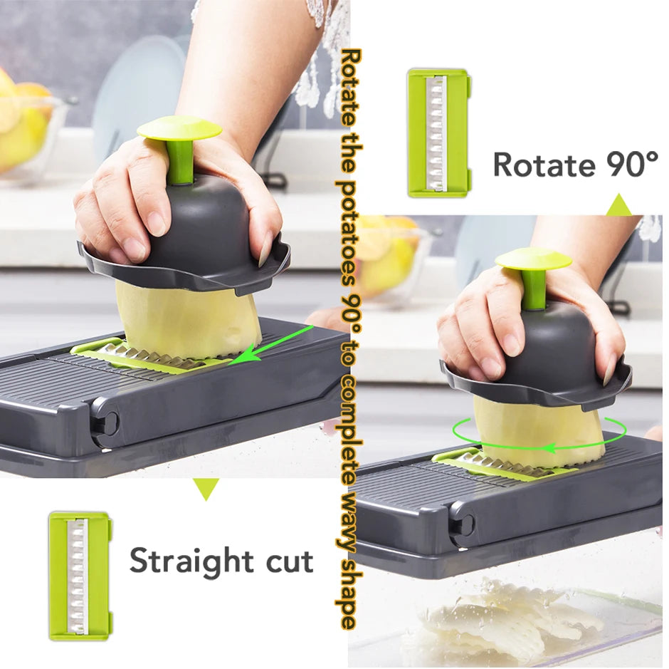 Multifunctional Vegetable Chopper & Grater – Manual Fruit, Potato, Cheese & Onion Slicer