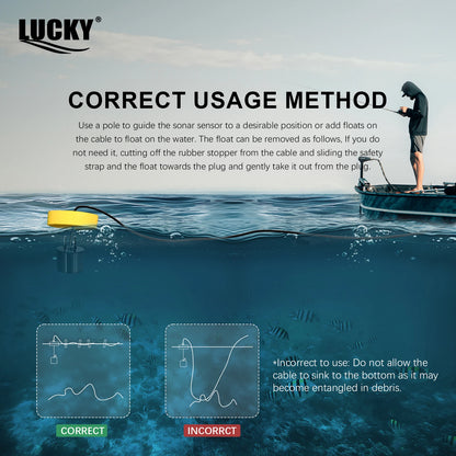 FFC1108-1 Portable Fish Finder – 100M Sonar Depth Alarm with 45° Coverage for Lake & Sea Fishing
