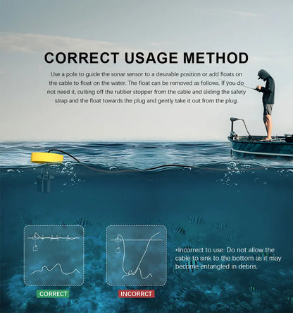 FFC1108-1 Portable Fish Finder – 100M Sonar Depth Alarm with 45° Coverage for Lake & Sea Fishing