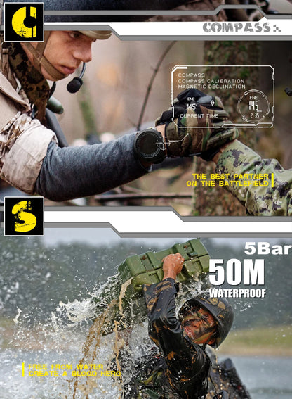 NORTH EDGE Men’s Outdoor Digital Sports Watch – Military-Style Altimeter, Barometer & Compass, 50M Waterproof