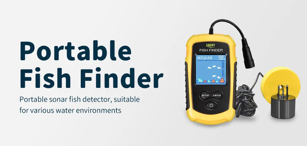 FFC1108-1 Portable Fish Finder – 100M Sonar Depth Alarm with 45° Coverage for Lake & Sea Fishing