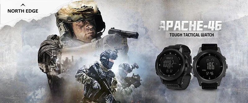 NORTH EDGE Men’s Outdoor Digital Sports Watch – Military-Style Altimeter, Barometer & Compass, 50M Waterproof