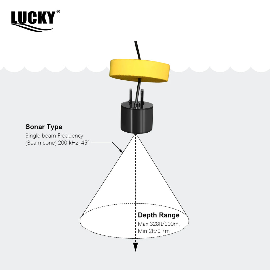 FFC1108-1 Portable Fish Finder – 100M Sonar Depth Alarm with 45° Coverage for Lake & Sea Fishing