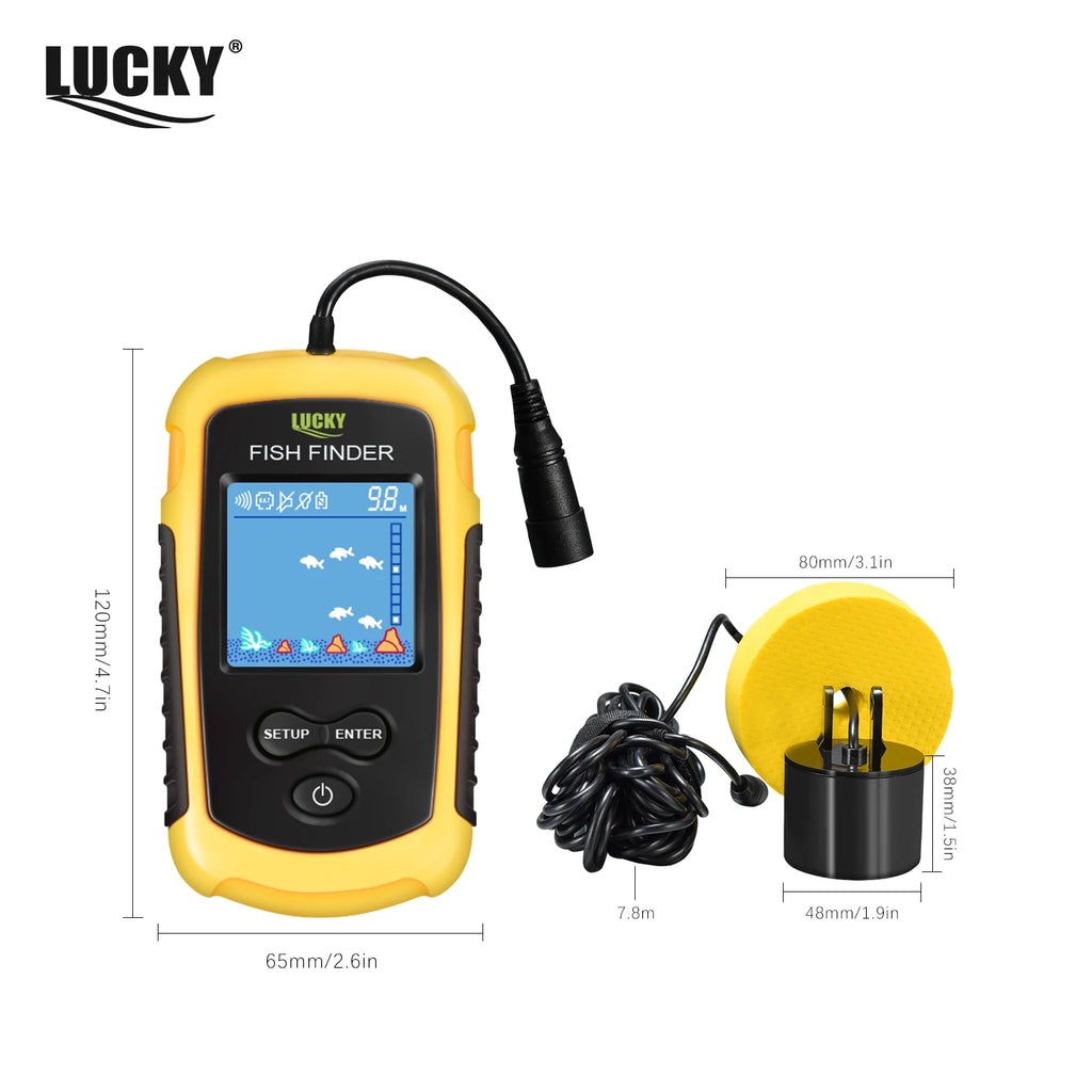 FFC1108-1 Portable Fish Finder – 100M Sonar Depth Alarm with 45° Coverage for Lake & Sea Fishing