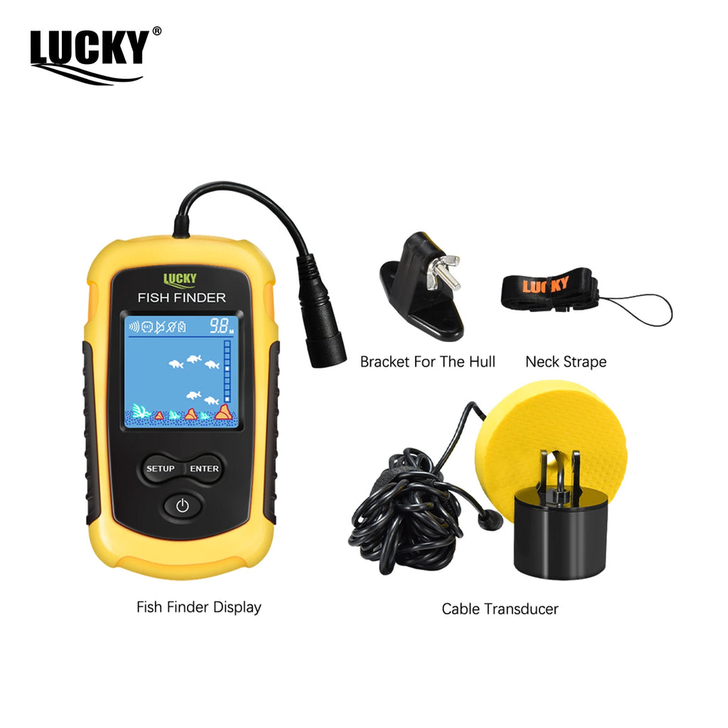 FFC1108-1 Portable Fish Finder – 100M Sonar Depth Alarm with 45° Coverage for Lake & Sea Fishing