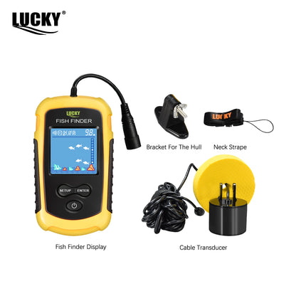 FFC1108-1 Portable Fish Finder – 100M Sonar Depth Alarm with 45° Coverage for Lake & Sea Fishing