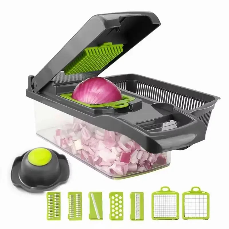 Multifunctional Vegetable Chopper & Grater – Manual Fruit, Potato, Cheese & Onion Slicer