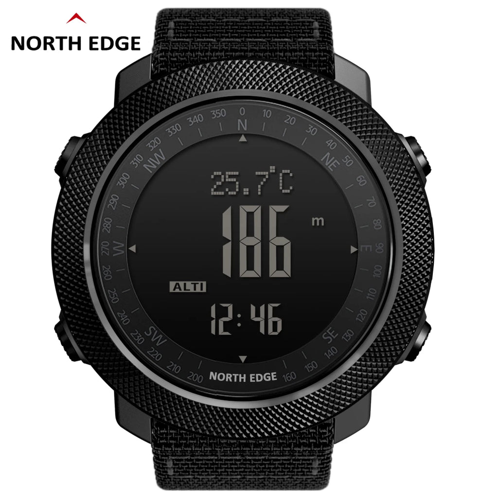 NORTH EDGE Men’s Outdoor Digital Sports Watch – Military-Style Altimeter, Barometer & Compass, 50M Waterproof