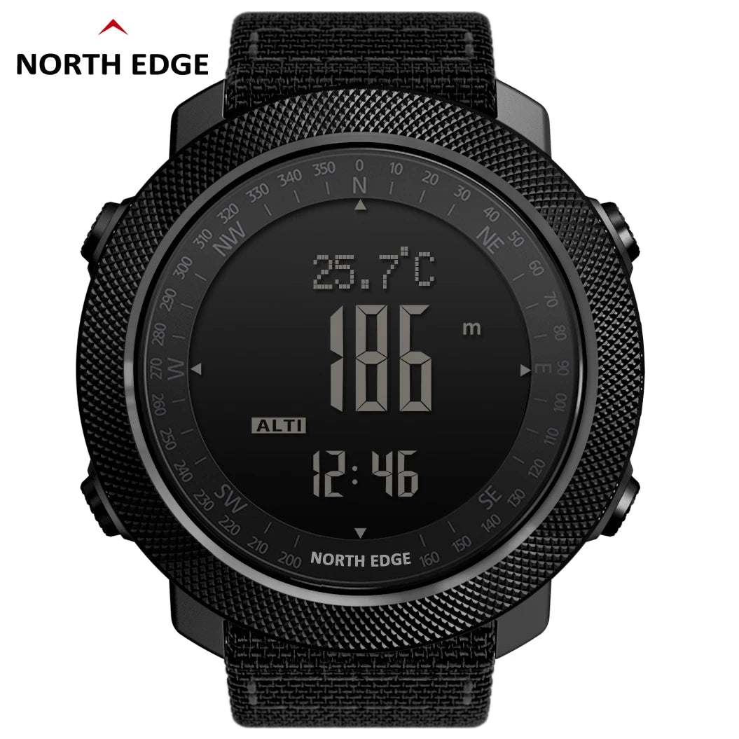 NORTH EDGE Men’s Outdoor Digital Sports Watch – Military-Style Altimeter, Barometer & Compass, 50M Waterproof