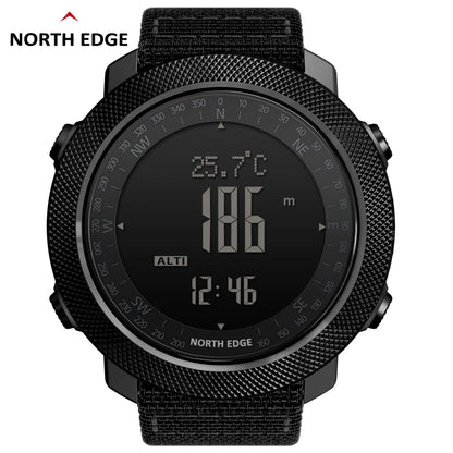 NORTH EDGE Men’s Outdoor Digital Sports Watch – Military-Style Altimeter, Barometer & Compass, 50M Waterproof