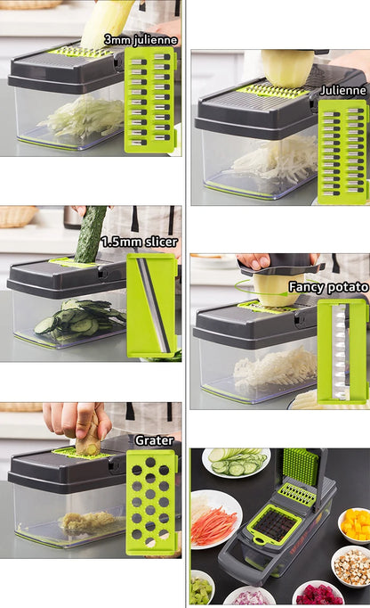 Multifunctional Vegetable Chopper & Grater – Manual Fruit, Potato, Cheese & Onion Slicer
