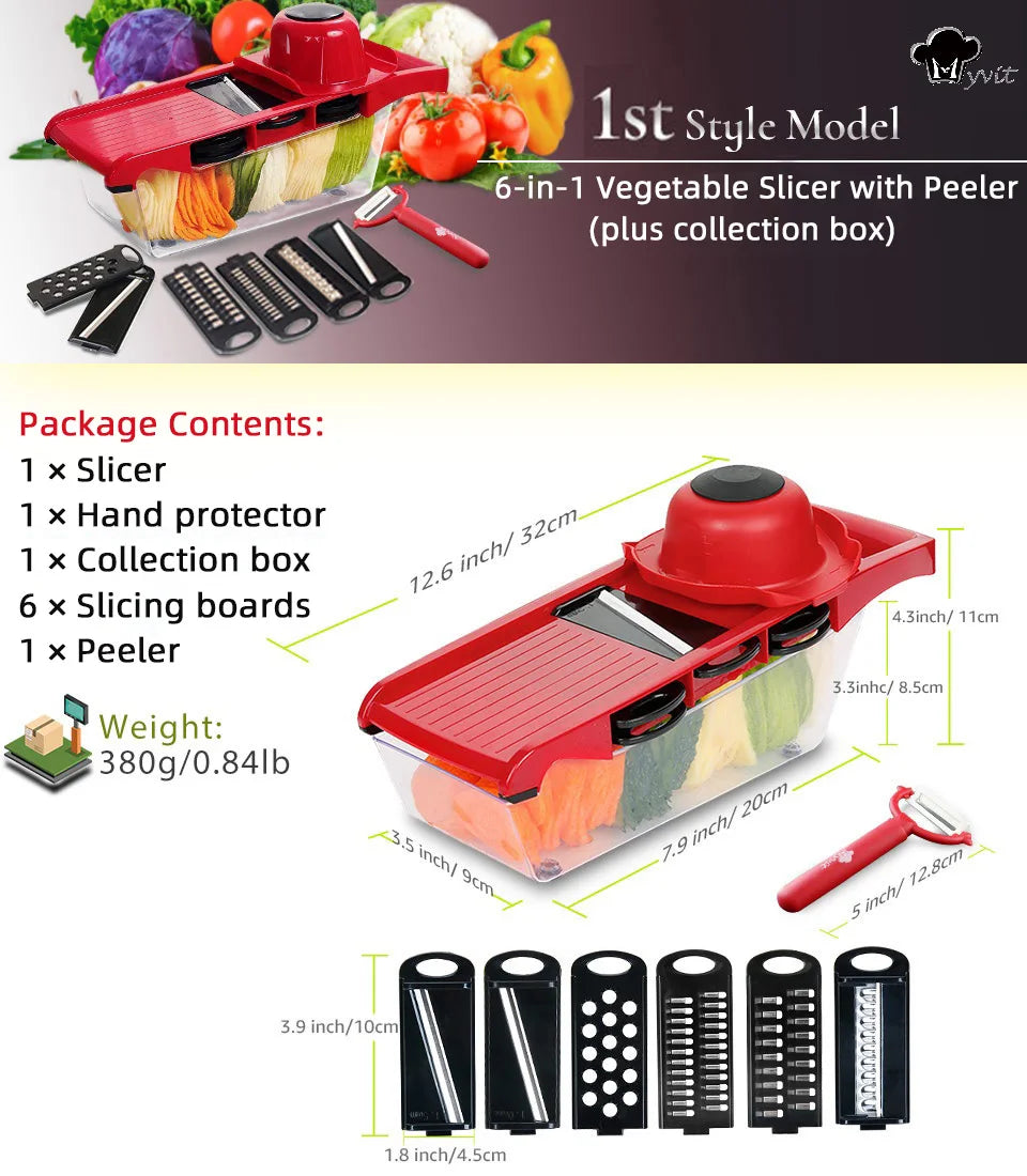Multifunctional Vegetable Chopper & Grater – Manual Fruit, Potato, Cheese & Onion Slicer