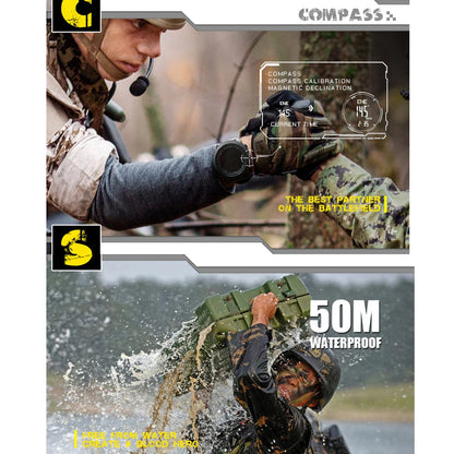 NORTH EDGE Men’s Outdoor Digital Sports Watch – Military-Style Altimeter, Barometer & Compass, 50M Waterproof