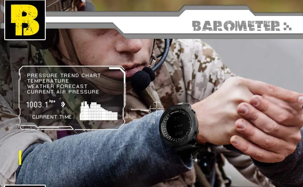 NORTH EDGE Men’s Outdoor Digital Sports Watch – Military-Style Altimeter, Barometer & Compass, 50M Waterproof