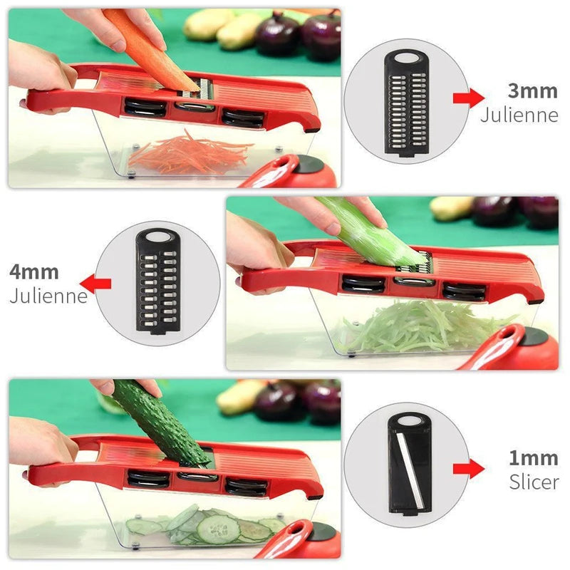 Multifunctional Vegetable Chopper & Grater – Manual Fruit, Potato, Cheese & Onion Slicer